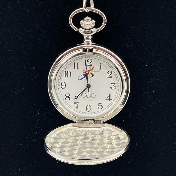 Beijing 2008 Olympics Pocket Watch Collectible Flip Open Pocketwatch with Chain - Picture 3 of 12
